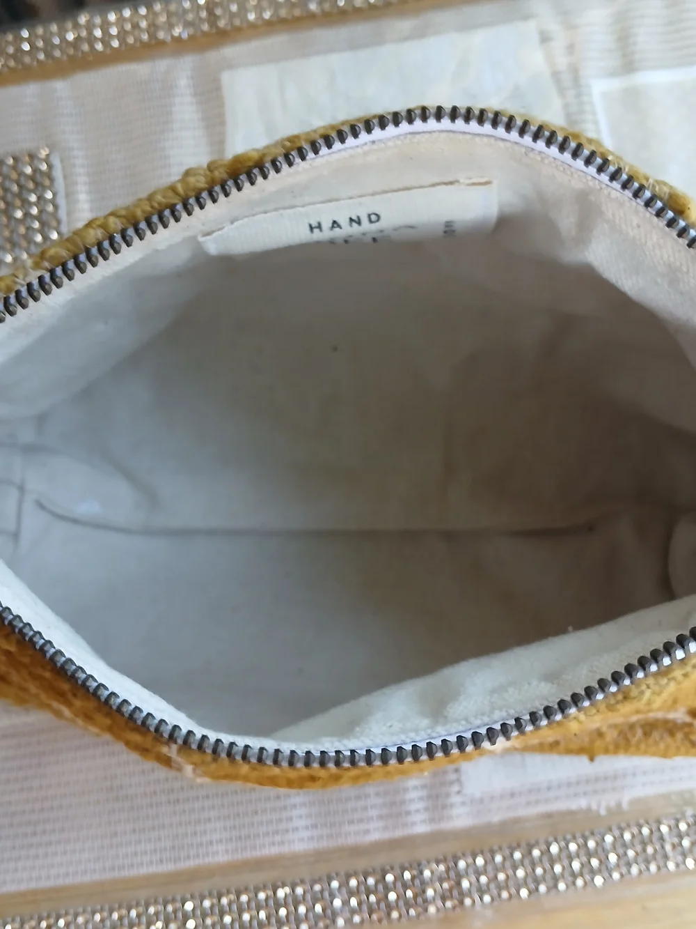 Jenna Bee Mustard Geometric Cosmetic Bag Hand Made